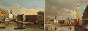 Pendants Il Ponte Di Rialto Con Il Palazzo Dei Camerlenghi by Francesco Tironi