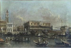 Venice, A View Of The Molo With
The Departure Of The Bucintoro On The Feast Of Ascension Day by Francesco Tironi