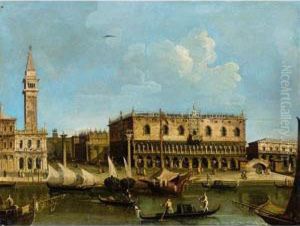 Venice, A View Of The Molo With The Piazzetta And The Palazzo Ducale by Francesco Tironi