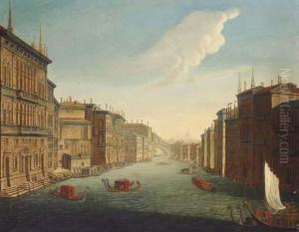 The Grand Canal, Venice, Looking East From The Palazzo Balbi To Therialto Bridge - view 1