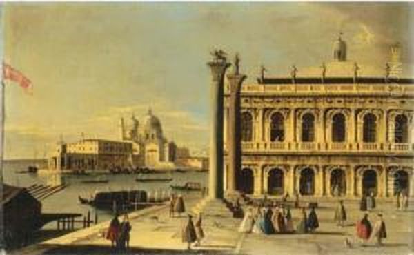 The Piazzetta, Venice, With The
Libreria, The Entrance To The Grandcanal With The Dogana And Santa Maria
Della Salute - view 1