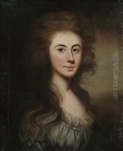 Portrait Of A Young Lady, Bust-length, In A Grey Dress by Johann Anton Tischbein
