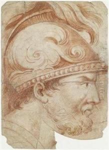 Studie Eineskriegers Mit Helm Im Profil Studie Eineskriegers Mit Helm Im Profil