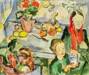 Frau Mit Kind Und Stillleben by Victor Tischler