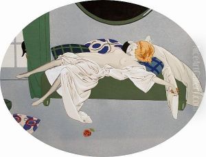 Reclining Woman On A Green Couch