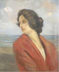 Ritratto Di Giovane Donna Con Camicetta Rossa