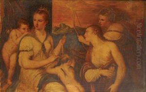 Venus Blindfolding Cupid by Tiziano Vecellio (Titian)