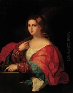 Portrait Of A Lady, Three-quarter-length, In Red And Bluerobes