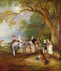 Miss Catherine Herrick with her Nieces and Nephews the Five Elder Children of the Rev and Mrs Henry Palmer by John Snr Ferneley