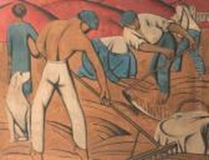 Peasants Harvesting by Felix Elie Tobeen