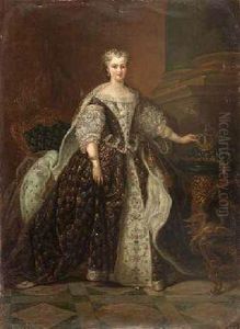 Portrait Of Queen Marie-antoinette Of France In State Robes by Louis Tocque