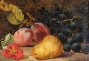 Still Life Of Plums, Grapes And A Pear