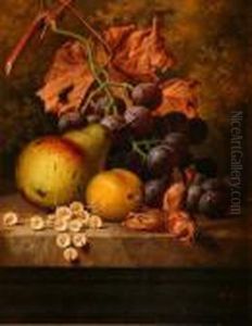 Still Life Study Of Pear, Grapes, White Currants And Other Fruit