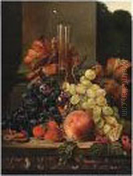 Still Life With Grapes, Raspberries, Strawberries, A Peach And A Glass - view 1