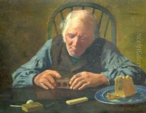 Portrait Of An Old Man Seated At A Table by Ralph Todd