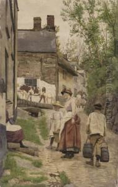Returning Home With The Milk Churns, Church Lane - view 1