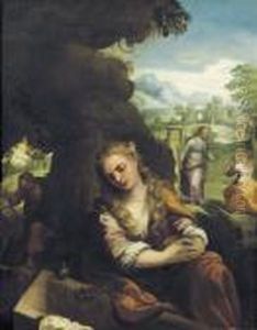 Saint Mary Magdalene Contemplating The Empty Grave Of Christ