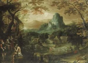 A Wooded River Landscape With Saint Onophrius by Lodovico Pozzoserrato (see Toeput, Lodewijk)