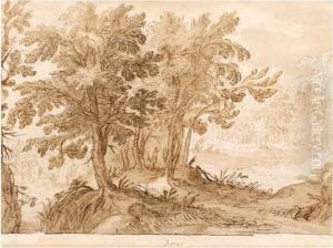Woodland Scene With Buildings In The Distance by Lodovico Pozzoserrato (see Toeput, Lodewijk)