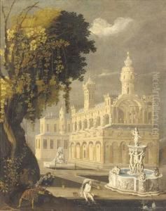 Suzanna And The Elders Before An
Architectural Capriccio Of A Palace And An Ornamental Fountain by Lodovico Pozzoserrato (see Toeput, Lodewijk)