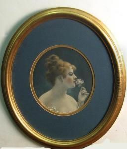 Portrait Of A Lady Sniffing A Rose by Virgilio Tojetti