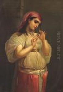 A Gypsy Girl Playing The Cymbals by Virgilio Tojetti