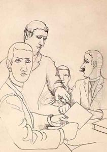 Friends Drawing by Roger de La Fresnaye