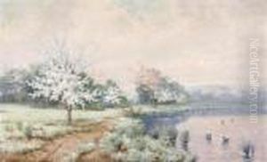 Paisaje Lacustre by Aurelio Tolosa Y Alsina