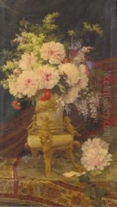 Summer Flowers In An Ormolu Mounted Vase by Aurelio Tolosa Y Alsina