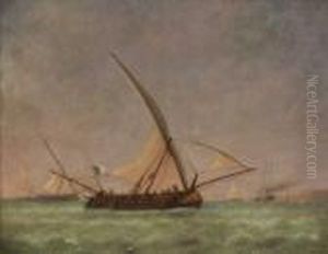 Marinha Com Barco Ostentando A Bandeira Real Portuguesa