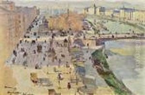 Der Franz Josefs Kai Mit Der Stefaniebrucke In Wien by Heinrich Tomec