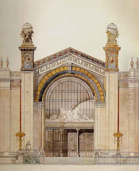 Palace of Fine Arts on the Champ de Mars, Exposition Universelle of 1889: Elevation of Central Entry - view 1