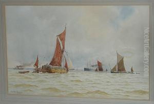 A Hay Barge And Other Vessels In A Breeze - view 1