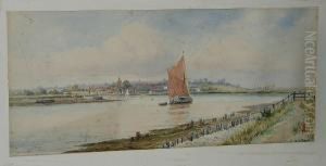 Sailing Boats In An Estuary by William Stephen Tomkin