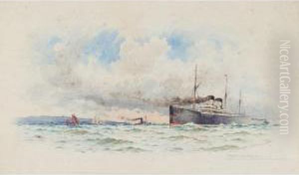 Homeward Bound, White Star Line
Entering The Mersey; Outward Bound, Fishing Boats Off Folkestone - view 1