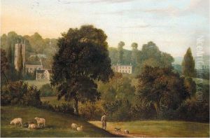 Landscape With Church, Possibly Bere Regis, Dorset by William Tomkins