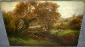 Paesaggio Con Personaggi E Animali by Adolfo Tommasi