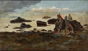 Spiaggia Con Figure by Adolfo Tommasi