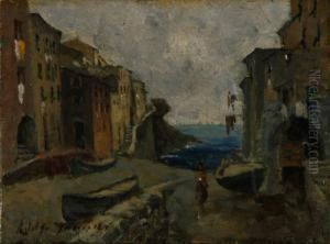"scorcio Di Paese Con Figura"
Olio Su Tela Applicata Su Tavola Firmato In Basso A Sinistra by Adolfo Tommasi