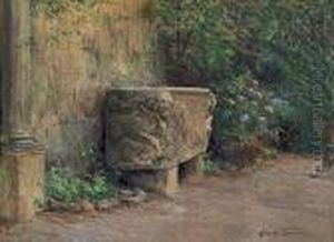 Antica Vasca In Un Giardino by Adolfo Tommasi