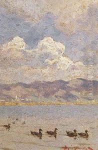 Anatre Nel Lago Di Massaciuccoli by Angiolo Tommasi
