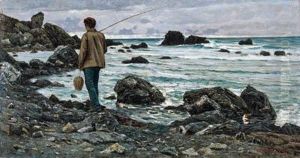 Pescatore Negli Scogli, 1890 Circa by Angiolo Tommasi