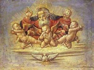 Part of an Altar Piece depicting God the Father with Three Angels