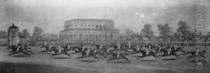 Panoramic View Of British Horse Racing by Clifton Tomson