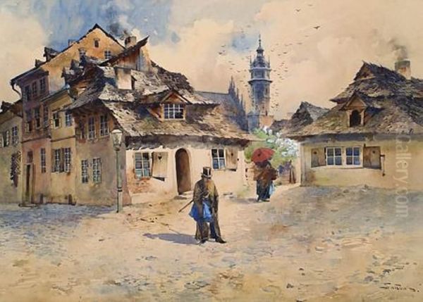 Dawna Zabudowa Kazimierza. 
Domostwa Oppidum Judaeorum, W Tle Widok Na Kosciol Bozego Ciala - view 1