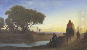 Caravan, Sunset (Caravane au crepuscule) by Charles-Theodore Frère