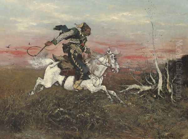 Cossack galloping on the steppe - view 1