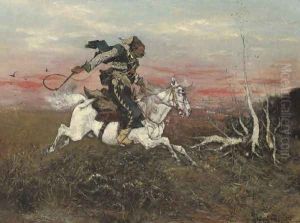 Cossack galloping on the steppe by John False
