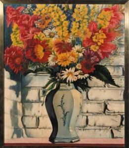 Vaas Met Bloemen Tegen Muur Vaas Met Bloemen Tegen Muur