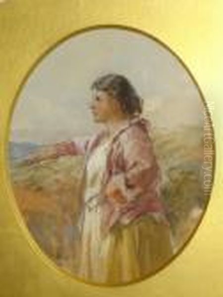 Study Of A Young Girl In A Moorland Landscape - view 1